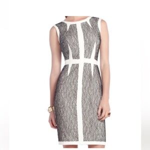 BCBGMaxAzria Black and White Lace Midi Dress